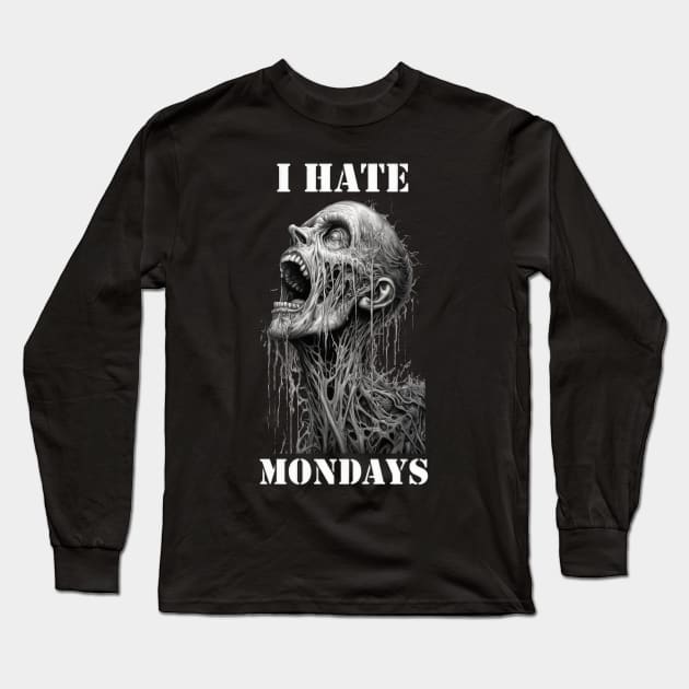 Monday Blues: I Hate Mondays Long Sleeve T-Shirt by TooplesArt